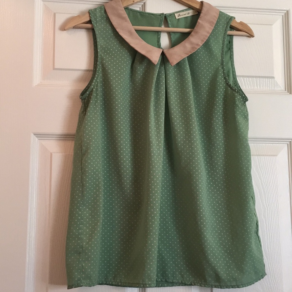 Mint green polka dot blouse